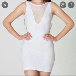 American apparel white dress with mesh insert near chest area -NEVER WORN